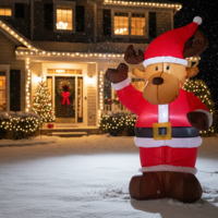 Ren gonflabil de exterior gonflabil, iluminare LED, 135 cm, cu compresor integrat, iluminare alba