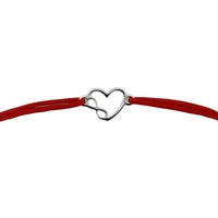 Martisor Bratara Argint 925, Jolie, Model Inima cu infinit, Martisor de 1 Martie, cu Snur Rosu, Argintiu