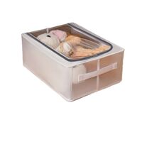 Cutie de Depozitare, Vafy, pentru Pantofi Haine, din Plasa PVC Impermeabila si Cadru de Otel, Pliabila, Fermoar Bidirectional, 40 x 30 x 15 cm Transparenta