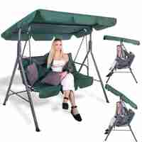 Leagan Balansoar Sersimo Luna cu Pernite pentru Terasa sau Gradina, 3 locuri, 220kg, verde