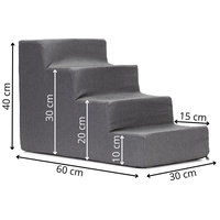 Scara pentru animale de companie, caini sau pisici, 4 trepte, antiderapanta, husa detasabila, inaltime 40 cm, gri inchis