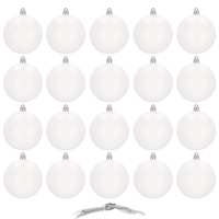Set globuri de Craciun, 20 bucati, 8cm, alb mat