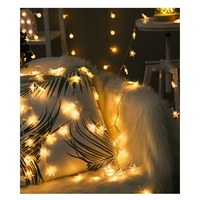 Instalatie Craciun, 3 metri, 20 LED-uri cu Ornament tip Stea, Alb Cald, telecomanda 8 functii, USB, fir cupru, liniar, interior/exterior, Vafy