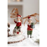 Decoratiune de Craciun, Flippy, pentru Brad, Model Elf pe Glob, 10 x 4 cm, din Rasina, Multicolor