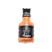 Balon din Folie Metalizata, Flippy, Figurina Sticla de Whisky, Tema Aniversare, 90x45 cm, Ambalaj Individual, Pai Inclus, Umflare cu Aer sau Heliu