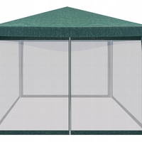 Pavilion cu plasa anti-insecte si fermoar, patrat, 3x3m, Verde