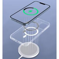 Husa protectie Vafy pentru iPhone 11 Mag Safe, 2 in 1 incarcare si magnet, Acril si Silicon, Transparenta