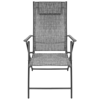 Set 2 scaune reglabile de gradina cu tetiera, textilene si cadru metalic, 57x68x106 cm, gri