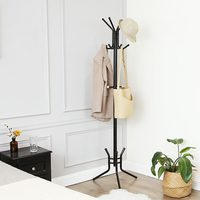 VASAGLE Cuier pentru haine, din otel, tip pom, cu 12 carlige, 176cm, negru