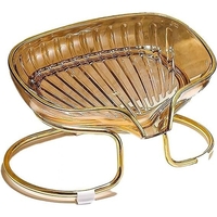 Savoniera cu Suport, Flippy, Sistem de Scurgere a Apei, Margine Aurie, 14 x 8.5 x 9 cm, din TPE, Auriu