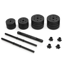 Set gantere si bara ajustabila 30 kg, 16 discuri, conector metalic cu spuma, negru