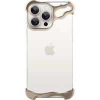 Husa Metalica Compatibila cu iPhone 16 Pro, Vafy, Protectie pentru Colturile Telefonului si Camera, Aliaj, Antisoc, Antizgariere, Auriu
