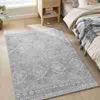 SONGMICS Covor decorativ antiderapant, stil boho, lavabil la masina, 120×170 cm, gri