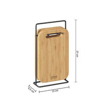 Set 4 platouri tapas 5Five din bambus cu suport metalic, 15x7x27 cm, natur