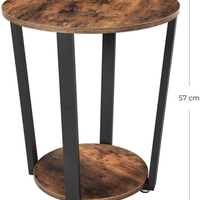 VASAGLE Masa de cafea rotunda cu cadru de otel, stil industrial, 50x57cm, maro rustic si negru