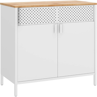 SONGMICS Dulap depozitare metalic cu 2 usi, raft reglabil, cadru otel, stil industrial, 80x40x76 cm, alb si bej