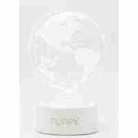 Lampa LED decorativa, Flippy, 3D, Globul Pamantesc, doua moduri de alimentare USB si baterii, 20 cm inaltime, din material acril si lumina multicolora, alb