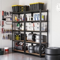 SONGMICS Raft de depozitare metalic, cu rafturi din MDF, 5 polite, max. 875 kg, 180x90x40cm, negru