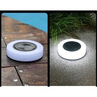 Set 4 Lampi Solare Led pentru Gradina, Flippy, Model Cerc, 10.5 x 2.4 cm, Buton On-Off, Alb Rece, Negru/Alb