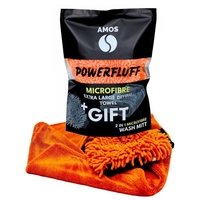 Pachet prosop portocaliu microfibra ultra absorbant AMOS fluffy 1000 GSM 60*80cm + manusa portocalie CADOU