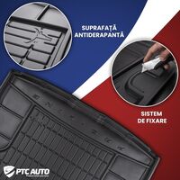 Covor auto pentru portbagaj Frogum pentru Renault Megane III Coupe 2008-2015, Cauciuc, Negru
