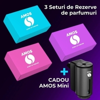 Set Amos Mini: set parfumuri Mov, Roz, Turcoaz + 1 difuzor mini gri inchis CADOU