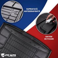 Covor auto portbagaj Frogum pentru Ford Focus III Sedan 4 2010-2018, Cauciuc, Negru