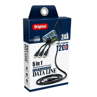 CABLU DE DATE 2.4A 5IN1 USB A LA TIP C/ IPH/ MICROUSB + 2 PORTURI USB