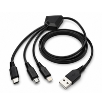 CABLU DE DATE 2.4A 5IN1 USB A LA TIP C/ IPH/ MICROUSB + 2 PORTURI USB