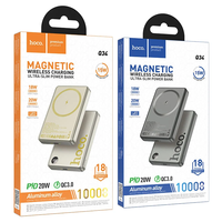 Baterie externa 10000 mah -  Hoco Q34, Magsafe, 20W, 1xUSB-C, 1xUSB, Fast - Metall / Gri