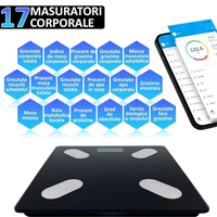 Cântar digital inteligent Bluetooth negru cu ecran LED și tehnologie STEP-ON