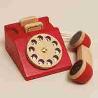 Telefon din lemn, Le Toy Van, rosu