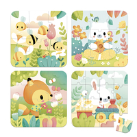 Puzzle progresiv 4 in 1, Janod, animalute, 2 ani+
