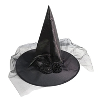 Pălărie Vrăjitoare Halloween cu Tulle și Floare, Partychimp