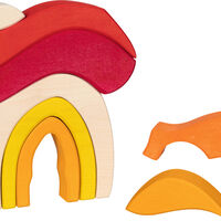 Joc de construcție și puzzle 3D din lemn Goki Evolution - Casa Ciupercă (Mushroom House), 7-11 piese
