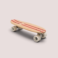 Skateboard din lemn pentru copii Banwood, model Mini Cruiser Retro, cu roti moi si rulmenti ABEC-7, Rosu, 3 ani+