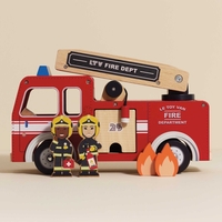 Masina de pompieri, Le Toy Van, rosie, din lemn, 3 ani+