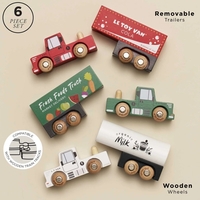 Set 3 Camioane din Lemn cu Remorcă Detașabilă Le Toy Van