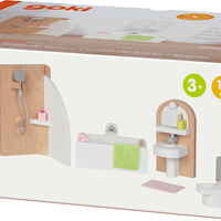 Set Mobilier din Lemn pentru Căsuța de Păpuși Goki – Baie Modernă, 10 Piese
