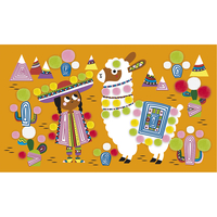 Joc creativ pentru decorat, Janod, Lama Pom Poms, 3 cartonase