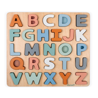 Puzzle alfabetic, Janod, din lemn, multicolor, 2-6 ani