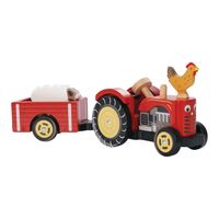 Set Tractor din Lemn cu Remorcă Detașabilă Le Toy Van, Roșu