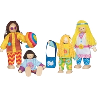 Set de păpuși flexibile din lemn „Love & Harmony Family” în stil retro, Goki