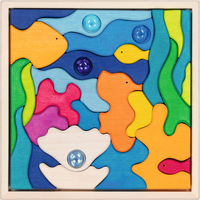 Puzzle din lemn Goki Evolution - Luminile mării, 32 piese