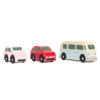 Set de 3 mașinuțe din lemn Le Toy Van Retro Metro, cu rulotă, +3 ani, Multicolor