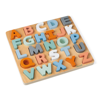 Puzzle alfabetic, Janod, din lemn, multicolor, 2-6 ani