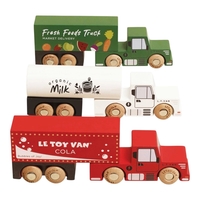 Set 3 Camioane din Lemn cu Remorcă Detașabilă Le Toy Van