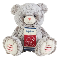 Jucarie de plus muzicala Kaloo K223004, Ursuletul Maé Prestige Grey cu melodie linistitoare, 31 cm, 0 luni+