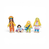 Set de păpuși flexibile din lemn „Love & Harmony Family” în stil retro, Goki