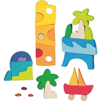 Puzzle din lemn Goki Evolution - Luminile mării, 32 piese